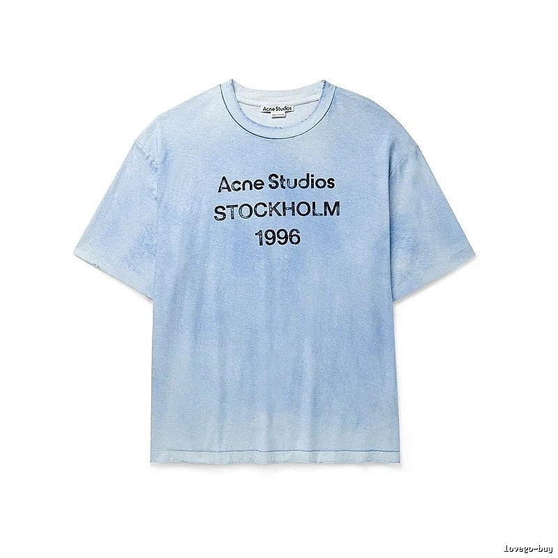 Acne Studios 2090-80 Deep Blue Style Ac908046 Stockholm Logo T-Shirt Casual Layering