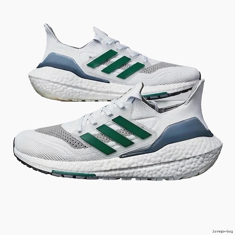 Adidas retro-style white, green and grey running shoes