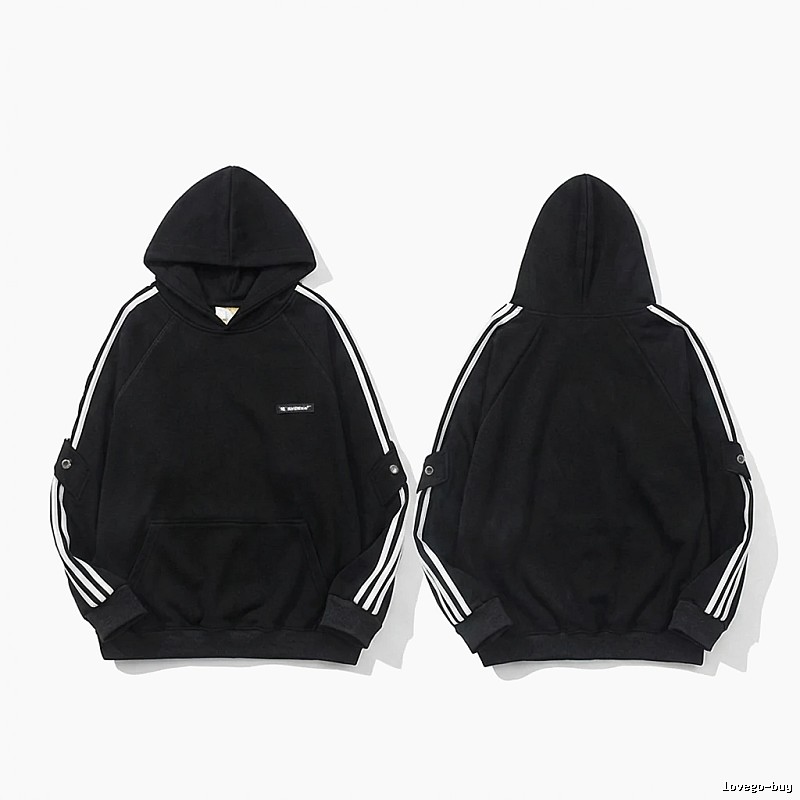 Adidas three - stripe trendy and cool black sweatshirt