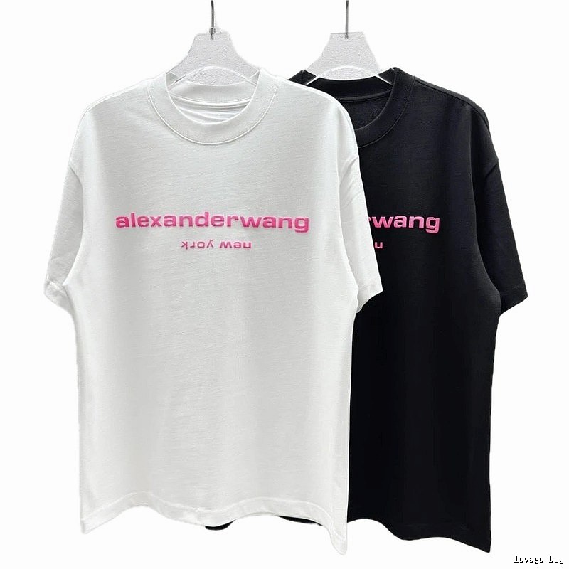 Alexander Wang Flocked Minimalist Style White Short-sleeve T-shirt