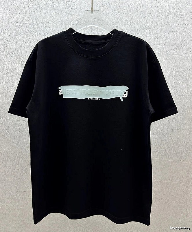 Alexander Wang Foam Logo Street Style Black T-Shirt