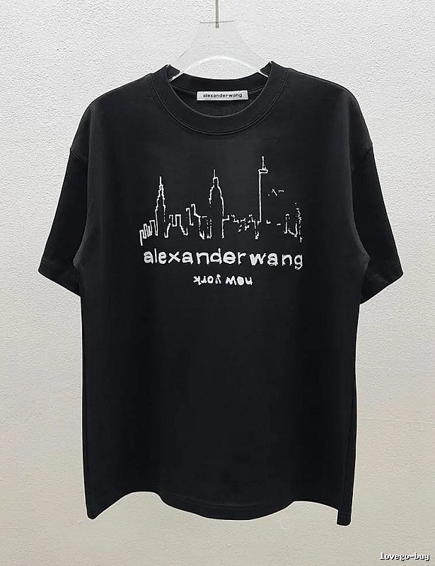 Alexander Wang Trendy & Cool Skyline Print Black T-Shirt
