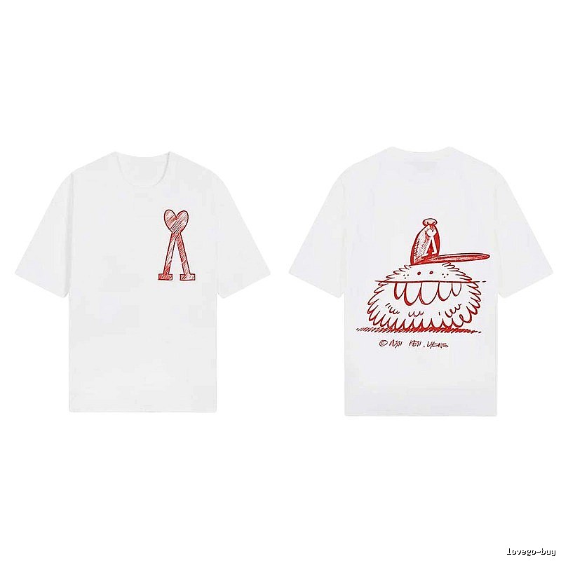 AMI cartoon printed white T-shirt