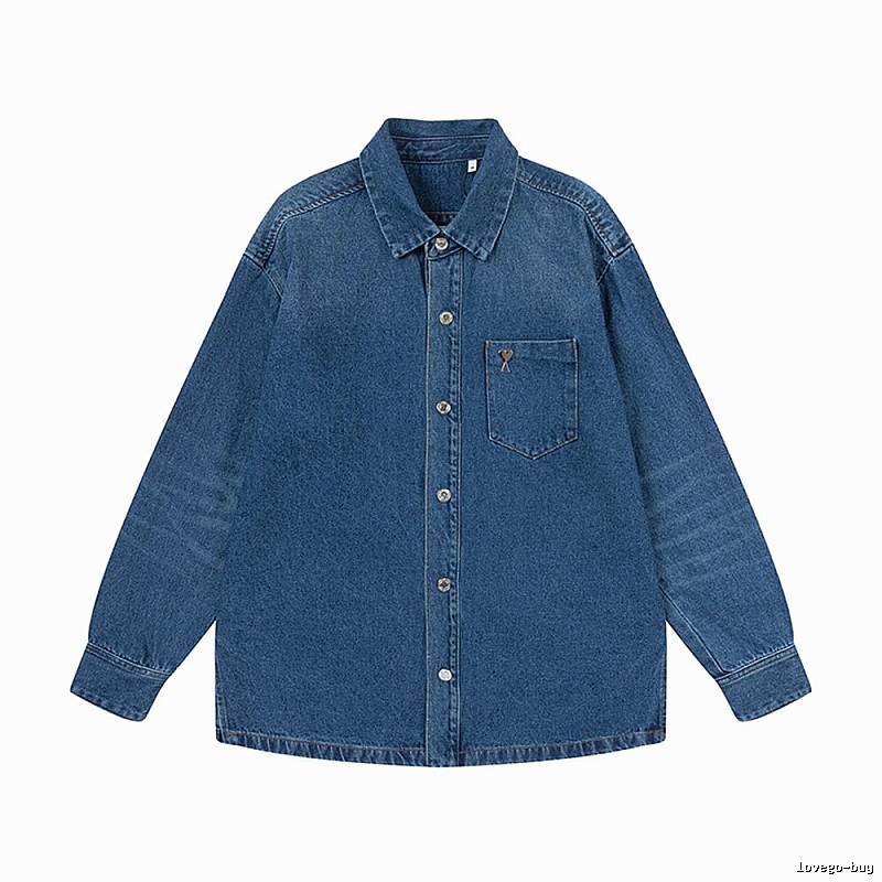 AMI casual style denim blue shirt