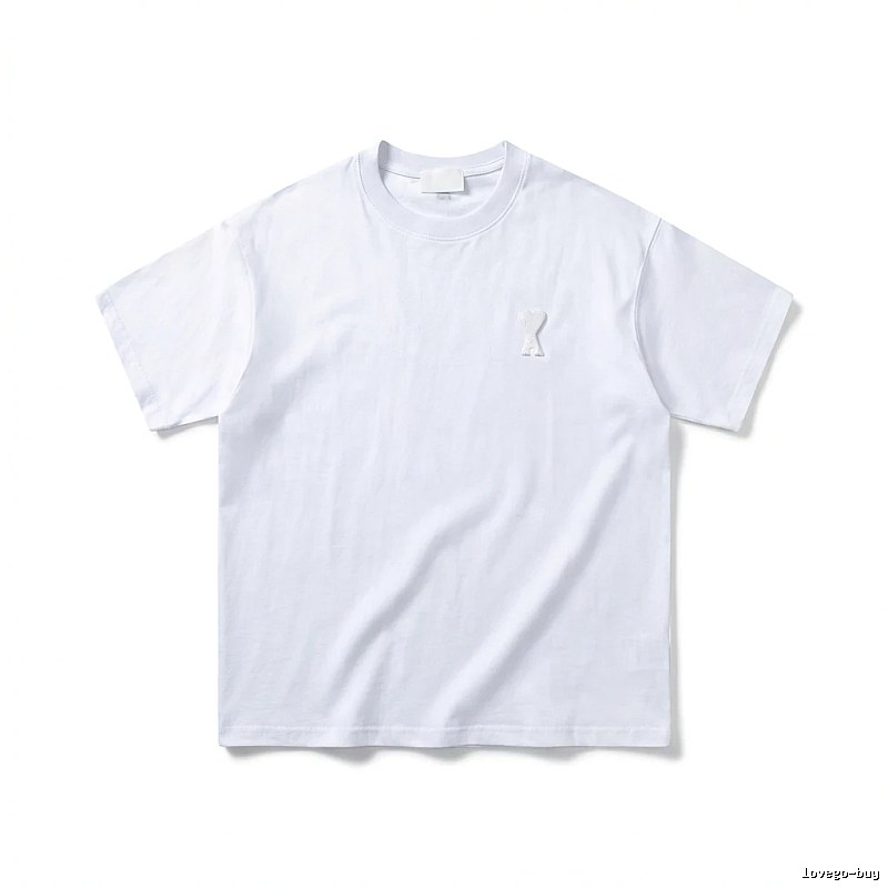 AMI Embroidered Minimalist Style White T-shirt