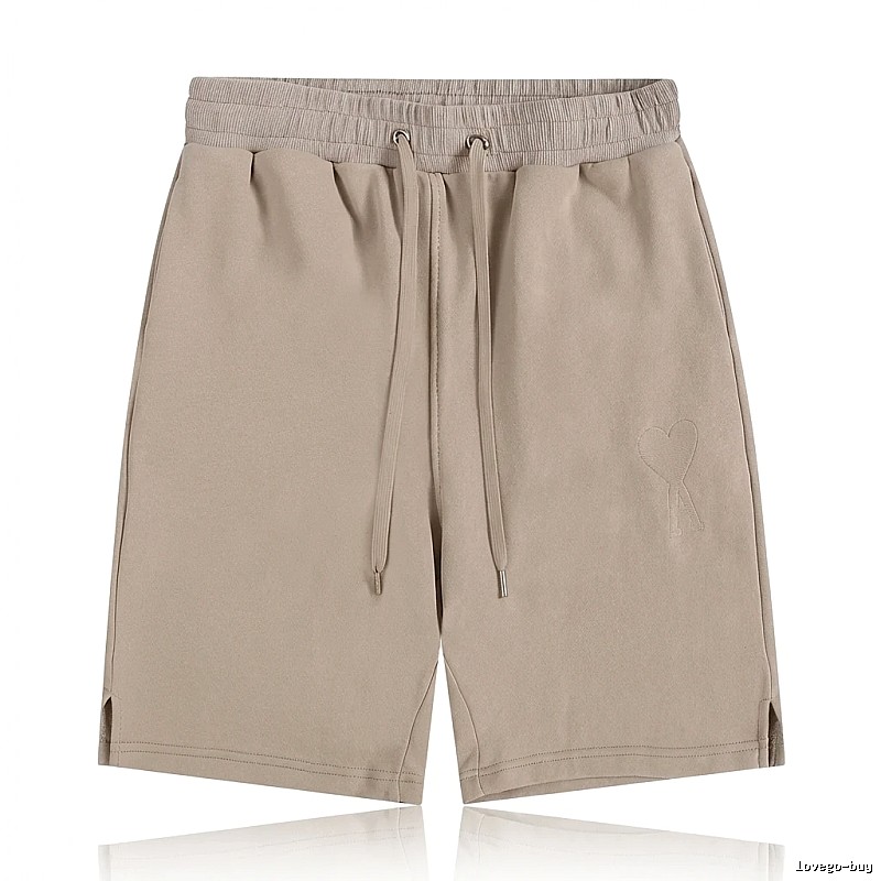 AMI Embroidered Trendy Brand Khaki Shorts