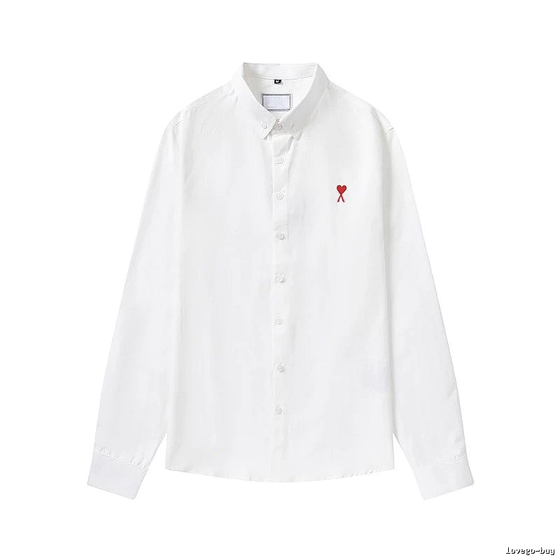 AMI Embroidered White Shirt with Love Design