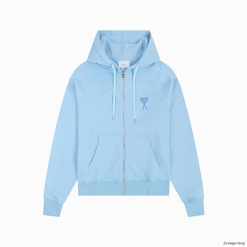 AMI Love Embroidery Light Blue Hoodie