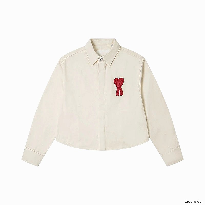 AMI Love Embroidery Minimalist Style White Shirt