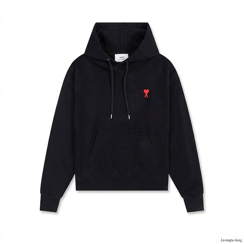 AMI Love Embroidery Trendy Brand Black Sweatshirt