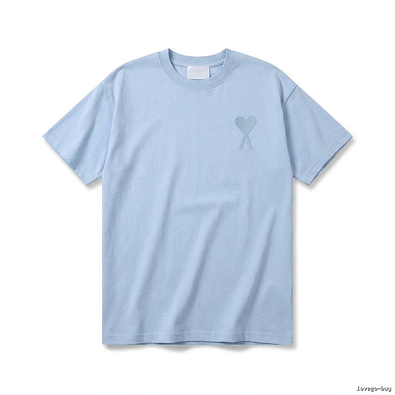 AMI Love Heart Pattern Light Blue T-shirt