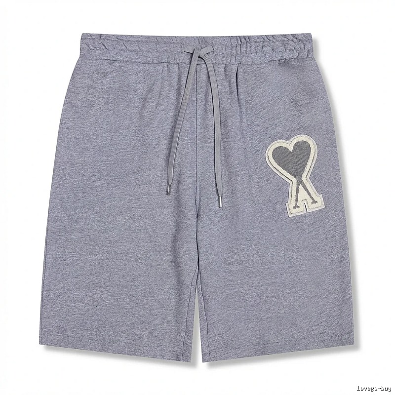 AMI Love Heart Pattern Light Gray Shorts