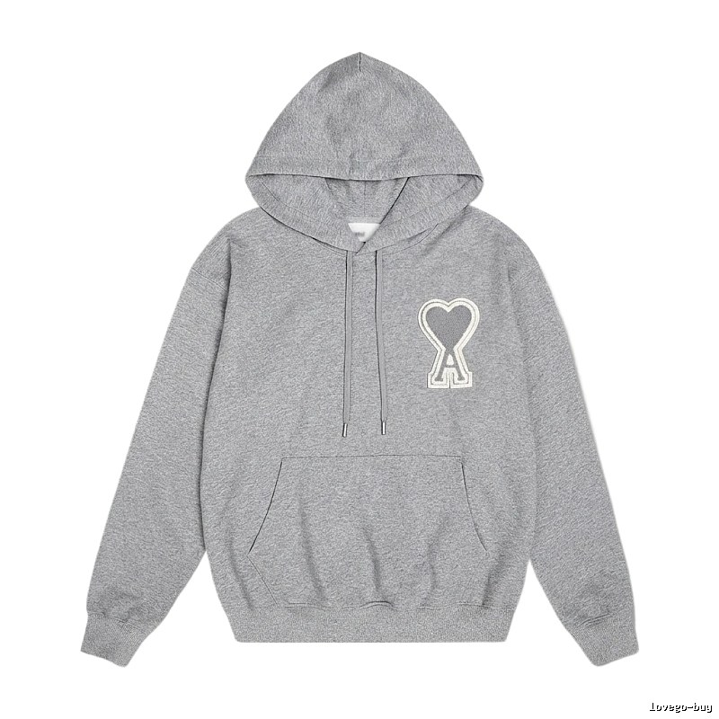 AMI Love Minimalist Style Grey Hoodie
