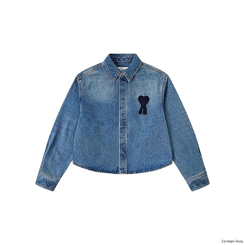 AMI Love Style Denim Blue Shirt