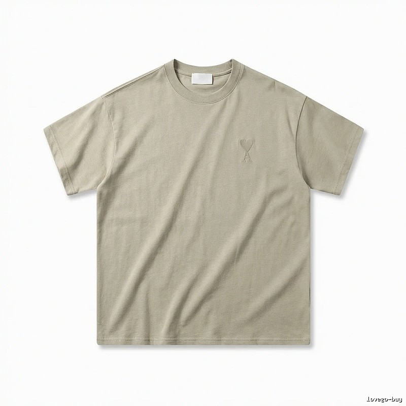 AMI minimalist style khaki T-shirt