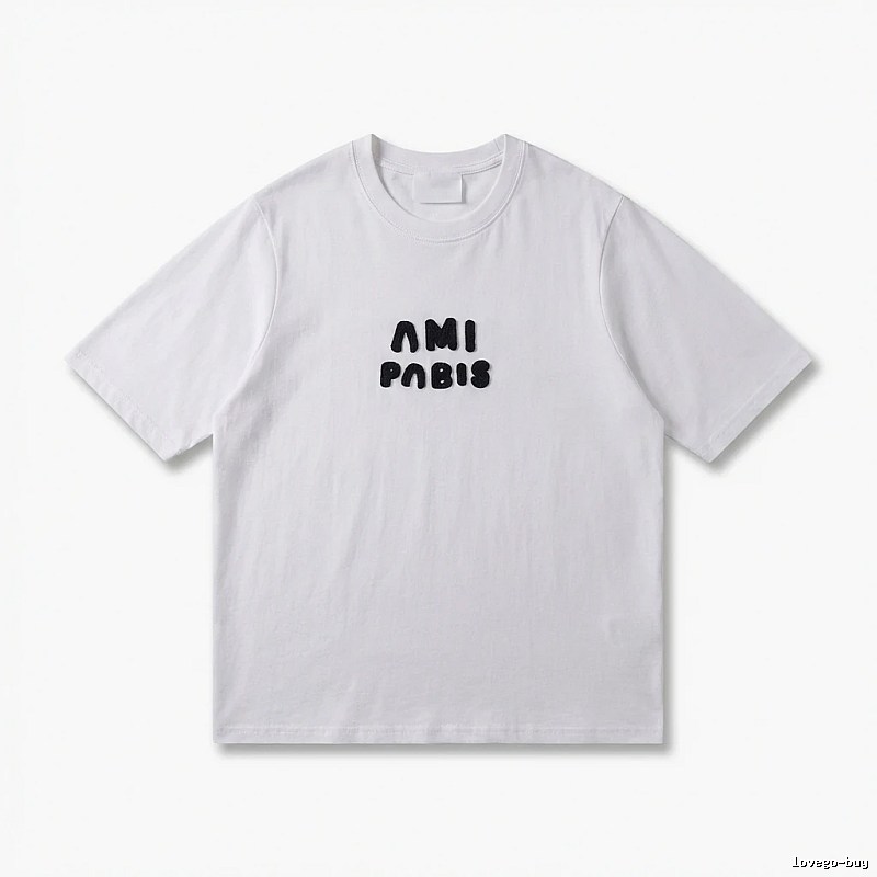 AMI Paris minimalist style white T-shirt