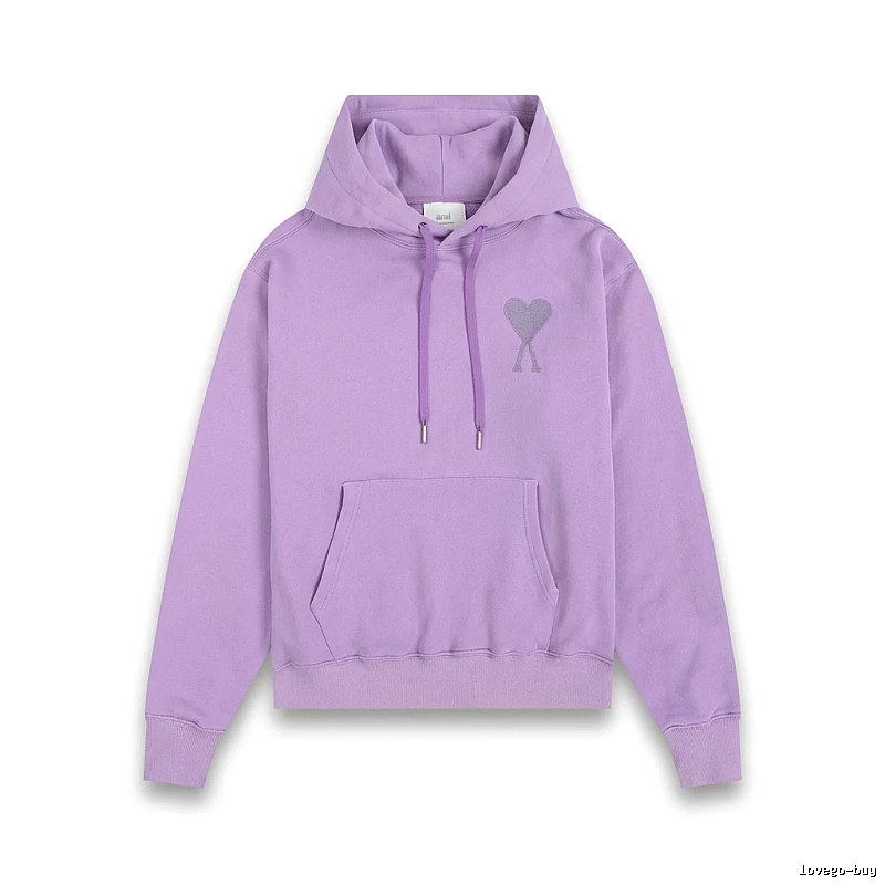 AMI series minimalist style purple hoodie