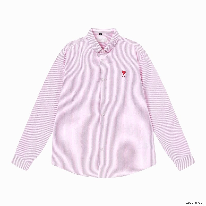 AMI Stripe Minimalist Style Pink Shirt