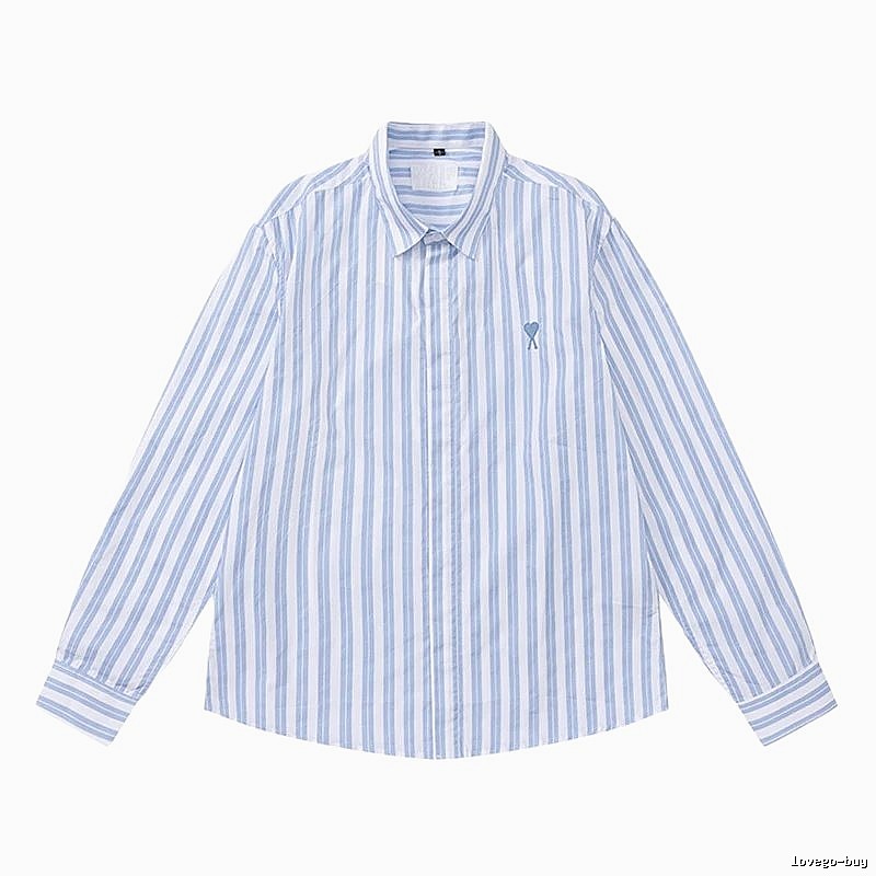 AMI Stripe Simple Blue Shirt