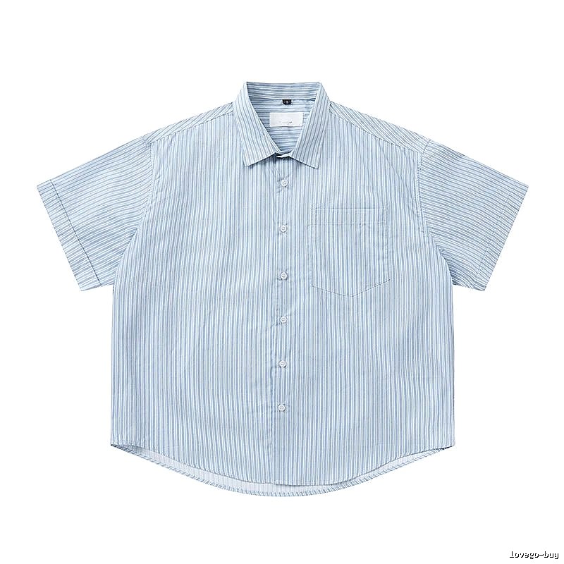 AMI striped minimalist style blue shirt