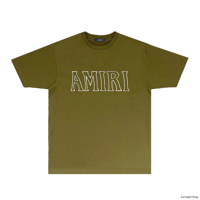AMIRI Basic Style Trendy and Cool Olive Green T-shirt