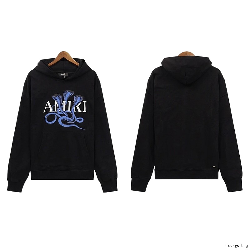 AMIRI Black Hoodie with Snake Print