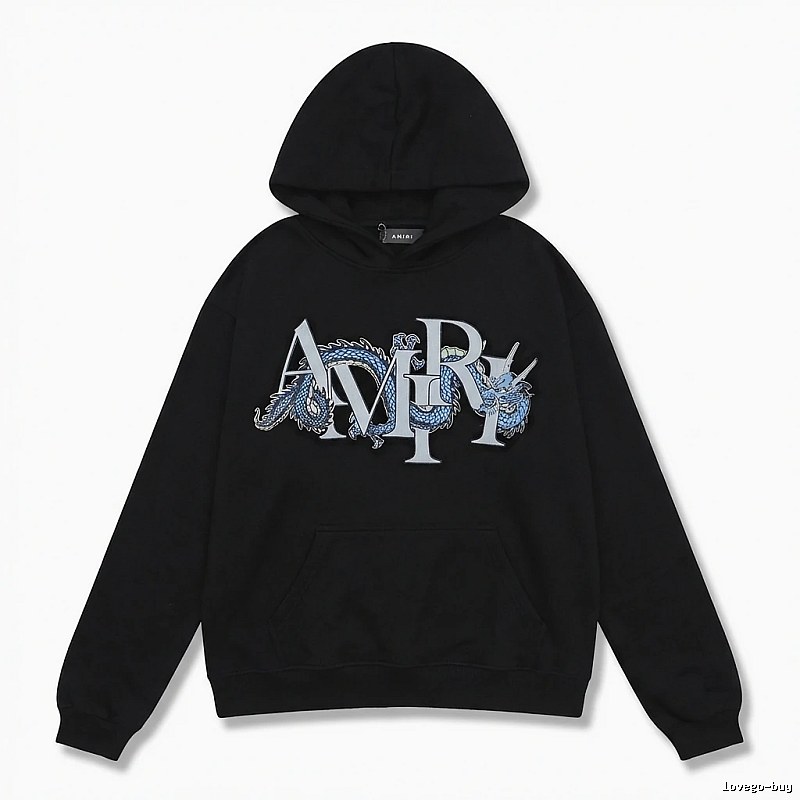 AMIRI Dragon-Patterned Trendy and Cool Black Sweatshirt