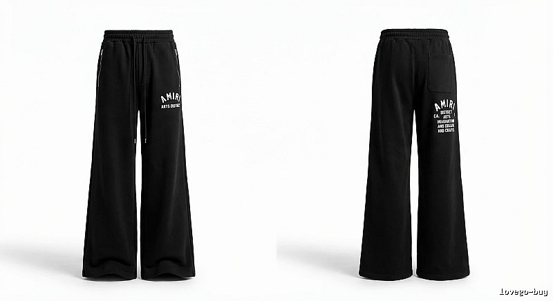AMIRI Letter Print Casual Black Pants