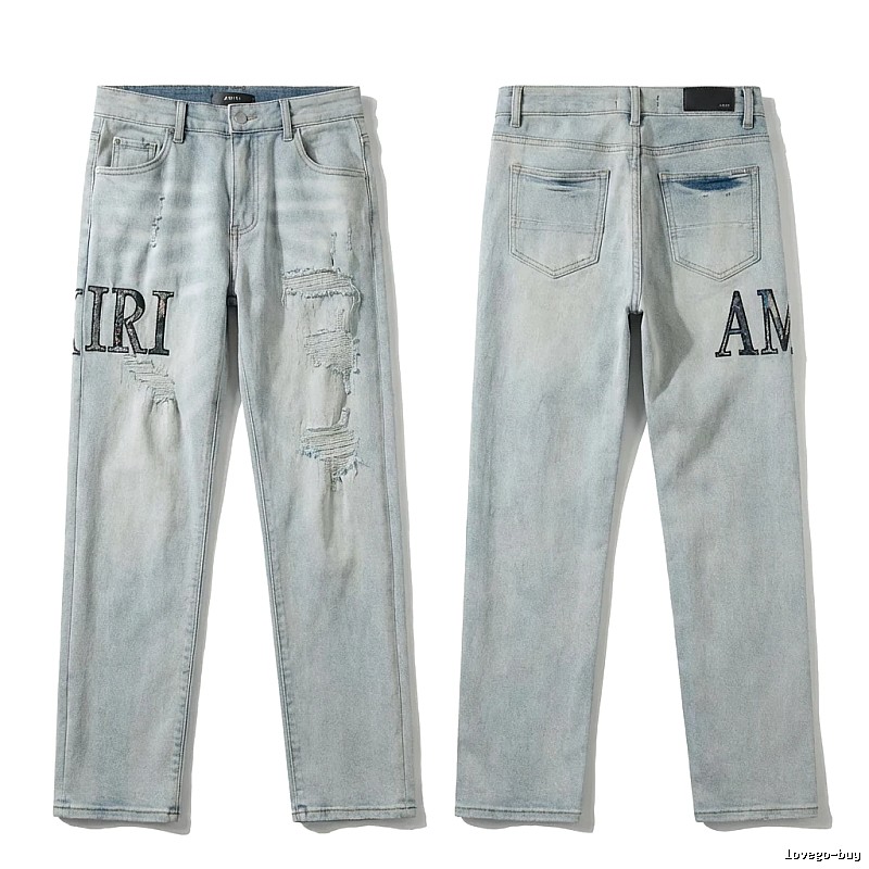 AMIRI ripped trendy light blue jeans