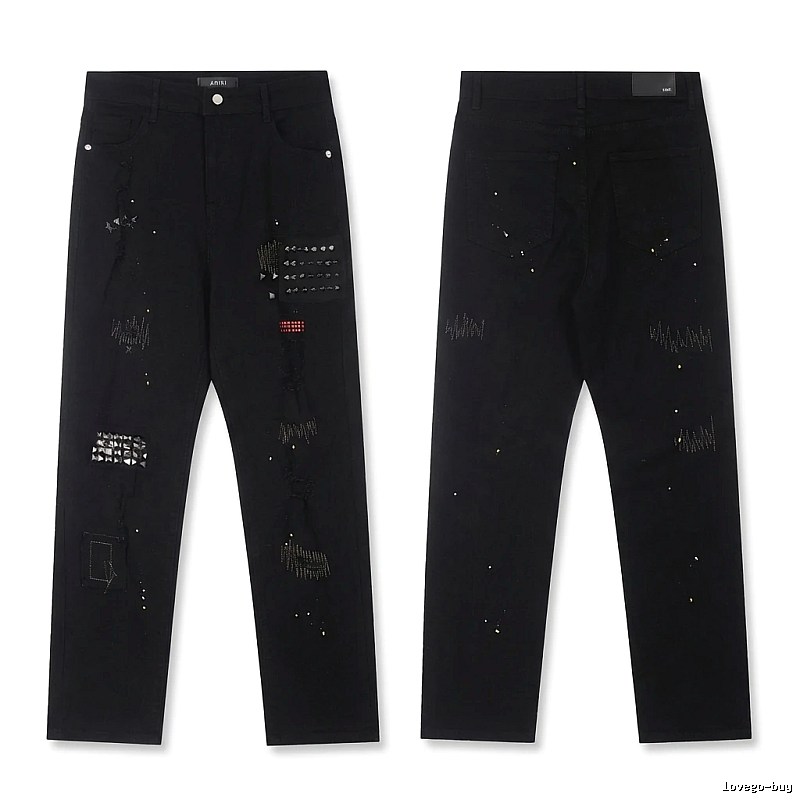 AMIRI Rivet Punk Style Black Pants