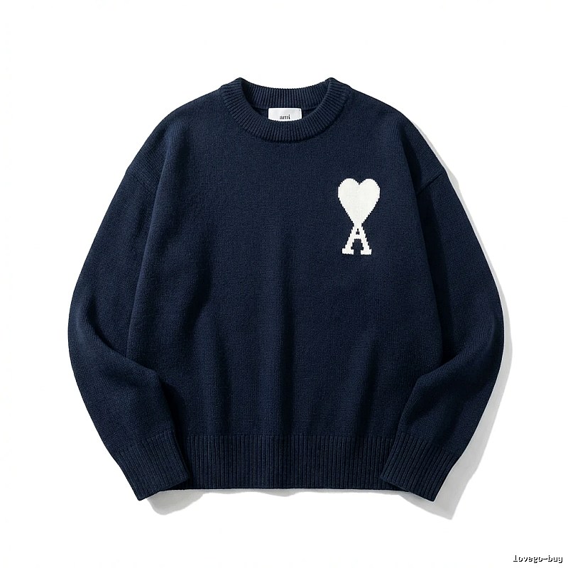 AMIRI Simple Love Style Dark Blue Sweater