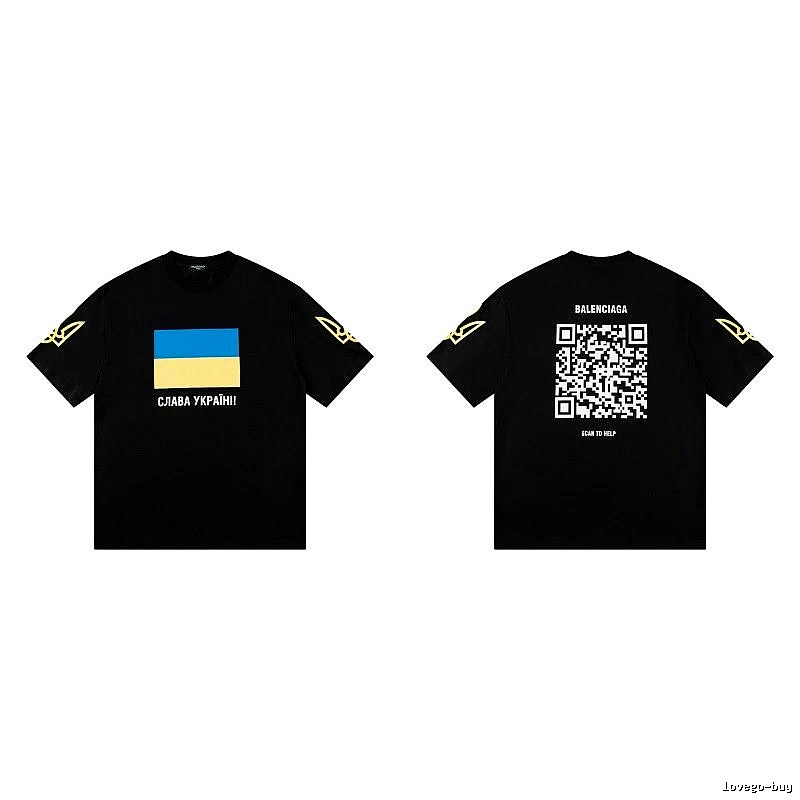 Balenciaga Charity Print Trendy Style Black Short-sleeve T-Shirt