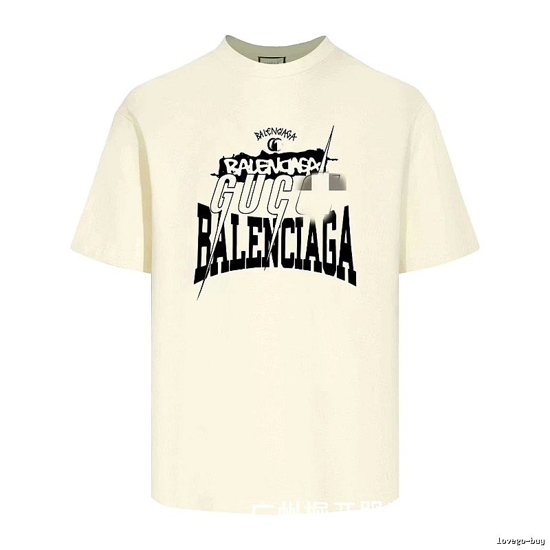 Balenciaga Co-branded Printed Street-style Off-white T-shirt