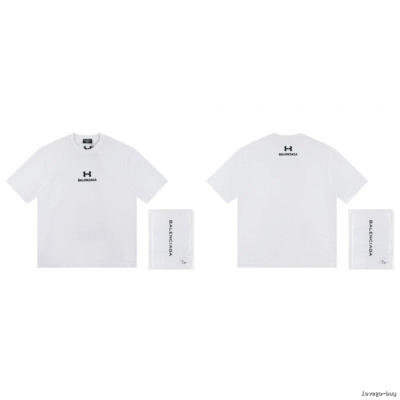 Balenciaga Co-branded Trendy Printed White T-Shirt