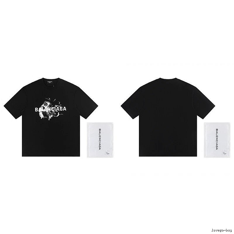 Balenciaga Distressed Print Cool Trendy Black T-Shirt