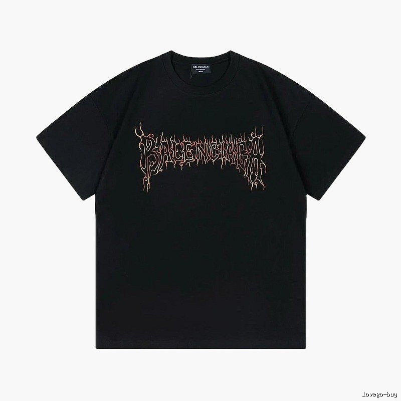 Balenciaga Flame Gothic Style Black T-shirt
