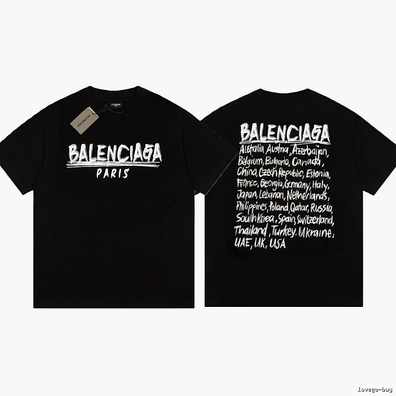 Balenciaga Graffiti Street Style Black Short Sleeve T-shirt