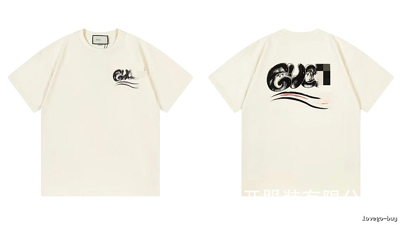 Balenciaga Graffiti Street Style Off-White Short-Sleeve T-Shirt