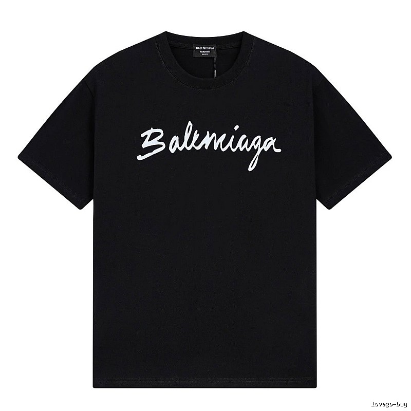 Balenciaga Handwritten Trendy Style Black T-shirt