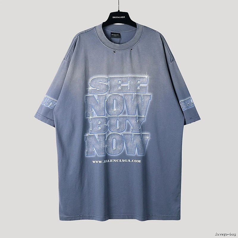 Balenciaga letter grey short-sleeve