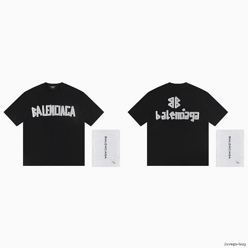 Balenciaga Letter Print Street Style Black T-Shirt