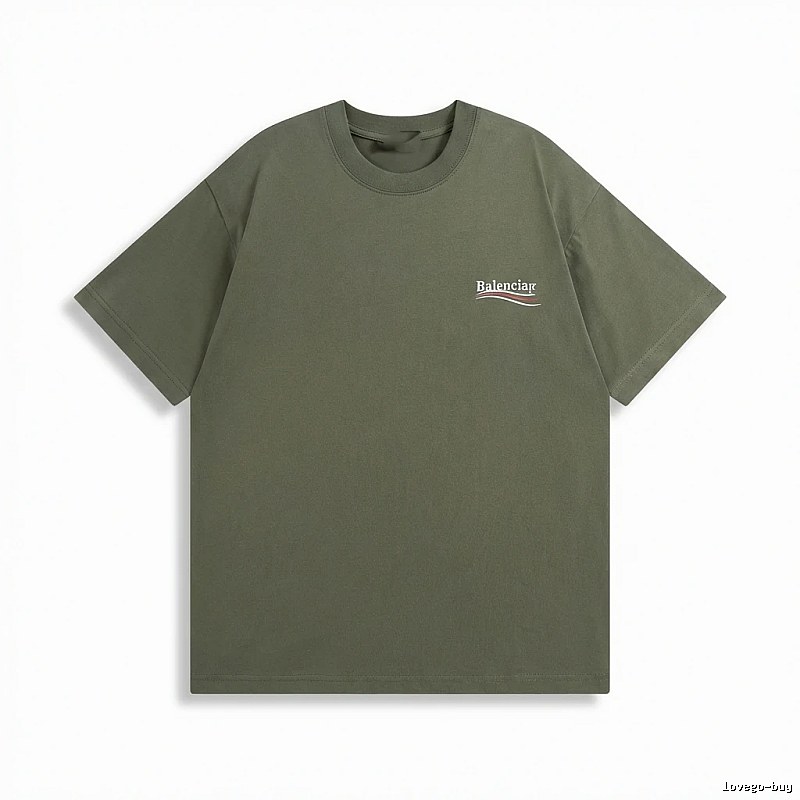Balenciaga minimalist style olive green T-shirt