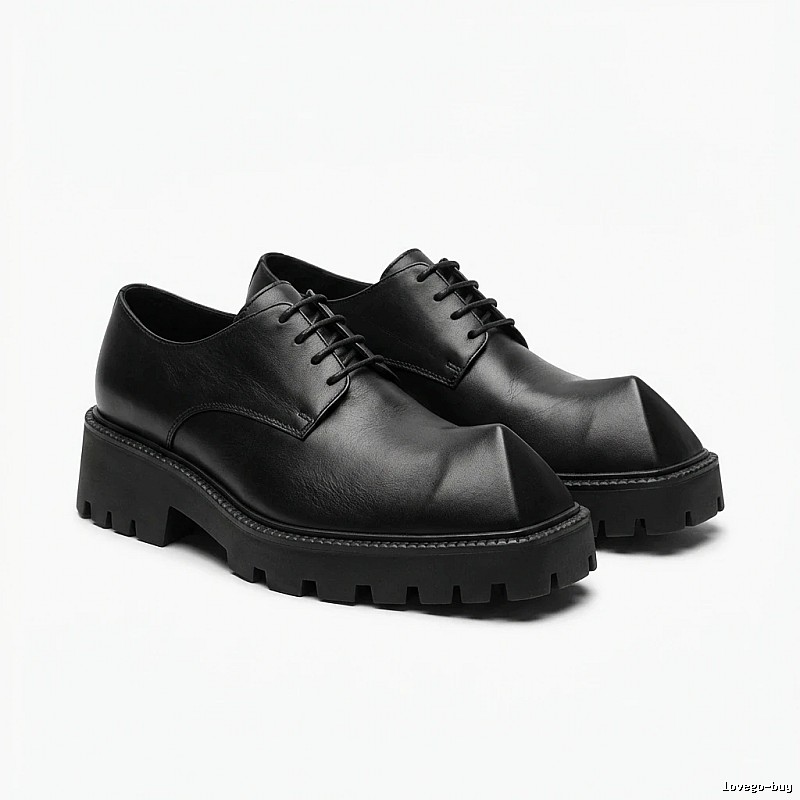 Balenciaga pointed-toe dark leather shoes