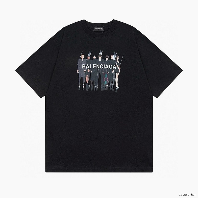 Balenciaga Portrait Print Trendy Black T-Shirt