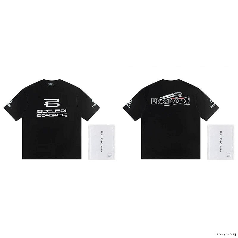 Balenciaga Printed Street Style Black T-shirt