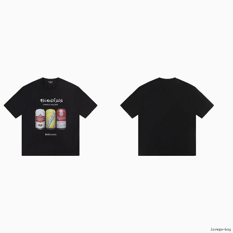 Balenciaga Street Style Black T-shirt with Coca-Cola Print