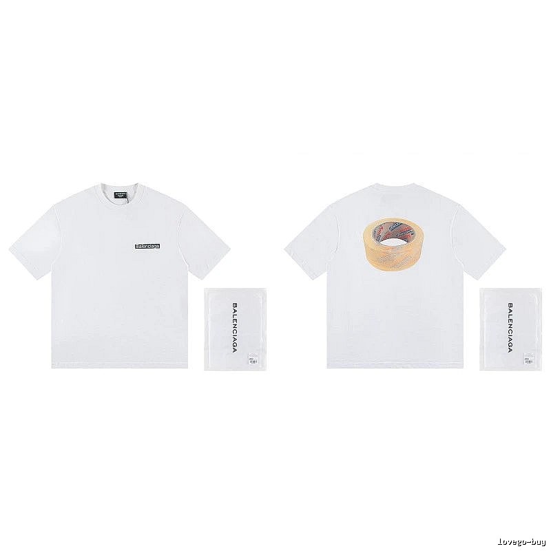 Balenciaga Tape Print Streetwear White T-Shirt