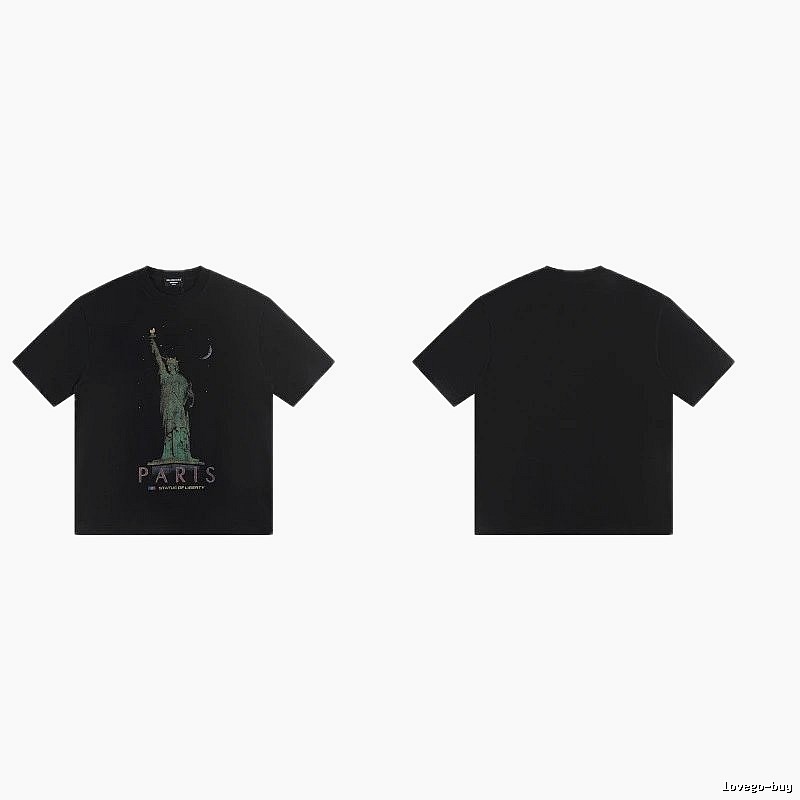 Balenciaga Vintage Style Statue of Liberty Black T-Shirt