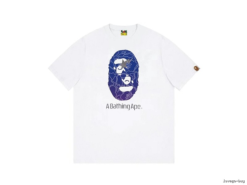 Bape ape face print short-sleeved white T-shirt