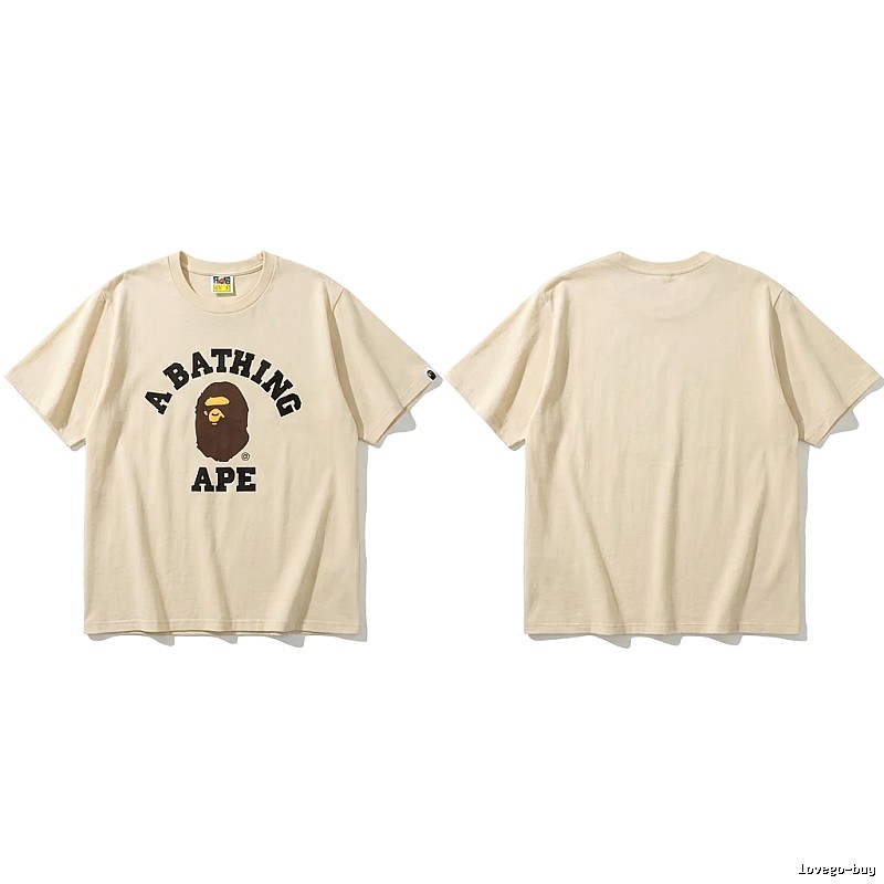 Bape Ape Head Minimalist Style Beige T-shirt